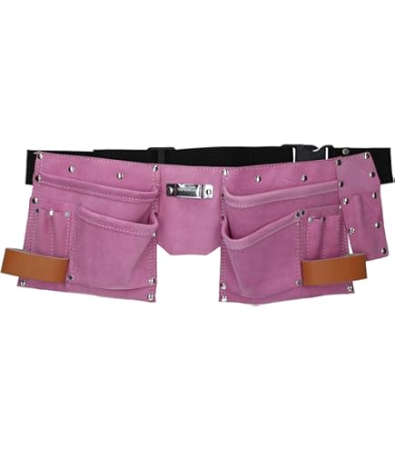 Toolzone 11 Pocket Pink Double Leather Tool Pouch Including