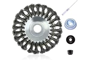 FRUNIMALL Cabezal de Corte de Hierba de Alambre, Cepillo de Rueda de Alambre de Acero Anudado para Cortador de malezas Bandeja de deshierba con Adaptador para extracción de óxido cortadora césped (6 Pulgadas)