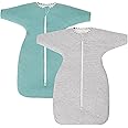 Aomloge PuppyPaws: Baby Sleeping Bag 1.5 TOG 2-Pack Set, Swaddle with Arms Up Long Sleeves and Mitten Cuffs, Bamboo Rayon Sleep Sack 6-9 Months 2-Way Zipper