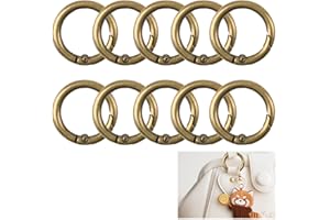 THKO Karabinerhaken, rund, für Handtaschen, 10 Stück, 27 mm, Ringe für Schlüssel, Schnalle mit Feder, Stahl, Haken, Clips, Bronze, Schlüsselanhänger, Tasche, Karabinerverschluss, für Handarbeit