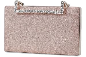 CORIOS Pochette da Sera Donna Bling Clutch Borsa Sposa con Catena - Elegante Tracolla per Cocktail, Festa, Cerimonia, Ballo - Oro Rosa