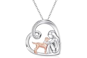 CHENGHONG Collana da donna in argento sterling 925 con ciondolo a forma di cane, con cristalli, regalo per donne e cani, gioielli per gli amanti dei cani e ragazze..