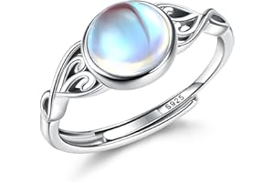 Adramata Plata de Ley 925 Anillo para Mujer Anillo de Piedra Lunar de Sintético Hipoalergénica Anillo Ovalado/Redondo/Corazón Anillo de Pulgar Ajustable Anillo de Dedo Brillante Anillos Mujer Plata