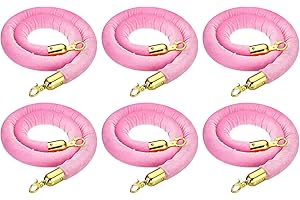 PATIKIL 4 ft różowy aksamitny stojak linka 6 sztuk kontrola ilości linka odgradzająca z hakiem zatrzaskowym do słupków stoisk kolejek dzielnik hotelu Theater Golden