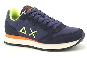 SUN68 Sneaker Running Tom Fluo Suede/Nylon Navy Blue U25SU12 Z44102