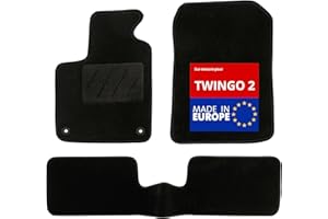 DBS - Tapis de Sol Voiture - sur Mesure - Adapté à Votre Renault TWINGO 2 (07/2007-08/2014) Antidérapant : Clips de Fixation et Autogrip - 3 pièces : Protection du Pont arrière - Moquette