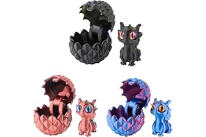 CMANLNYK 3Pcs 3D Printed Mini Dragon in Egg - Cute Dragon Eggs with Dragons Inside 3D Printed Animals Creative Toys and Decorations, Surprise Birthday Gif Fidget Toys for Children