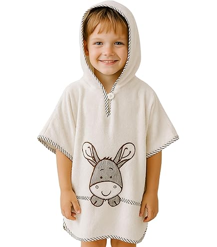Accappatoio Poncho Bamb&ugrave; Per Bambini 2-4 Anni - Soffice, Ipoallergenico, Con Cappuccio A Orecchie, Rosa