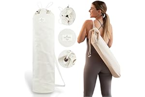 FLORA FURORA Bolsa para esterilla de yoga de algodón orgánico | Funda y accesorios de transporte con correa para pilates - hasta 200 cm