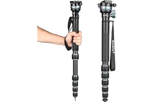 Manbily Kamera monopod med 360° kulskålhuvud och 1/4" Arca-Swiss snabbkopplingsplatta för DSLR-kameror, maxbelastning 15 kg (C-666 PRO)