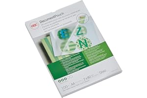 ‎GBC GBC Laminierfolien A4 80 mic, Robuste Laminiertaschen im 100er Pack, Glänzend, Transparent, Ideal für Büro & Schule, IB585036
