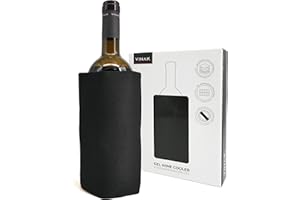 VINAK - Refrigeratore per Vino GEL | Manicotto raffreddatore per bottiglie di vino | Gel di qualità antigelo | Realizzato con 5 strati isolanti | Fascia elastica anticaduta (GEL Nero)