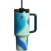 Stanley Quencher Pipetli Termos Bardak, 1.18 Litre, Turkuaz Desenli (Coastal Teal)
