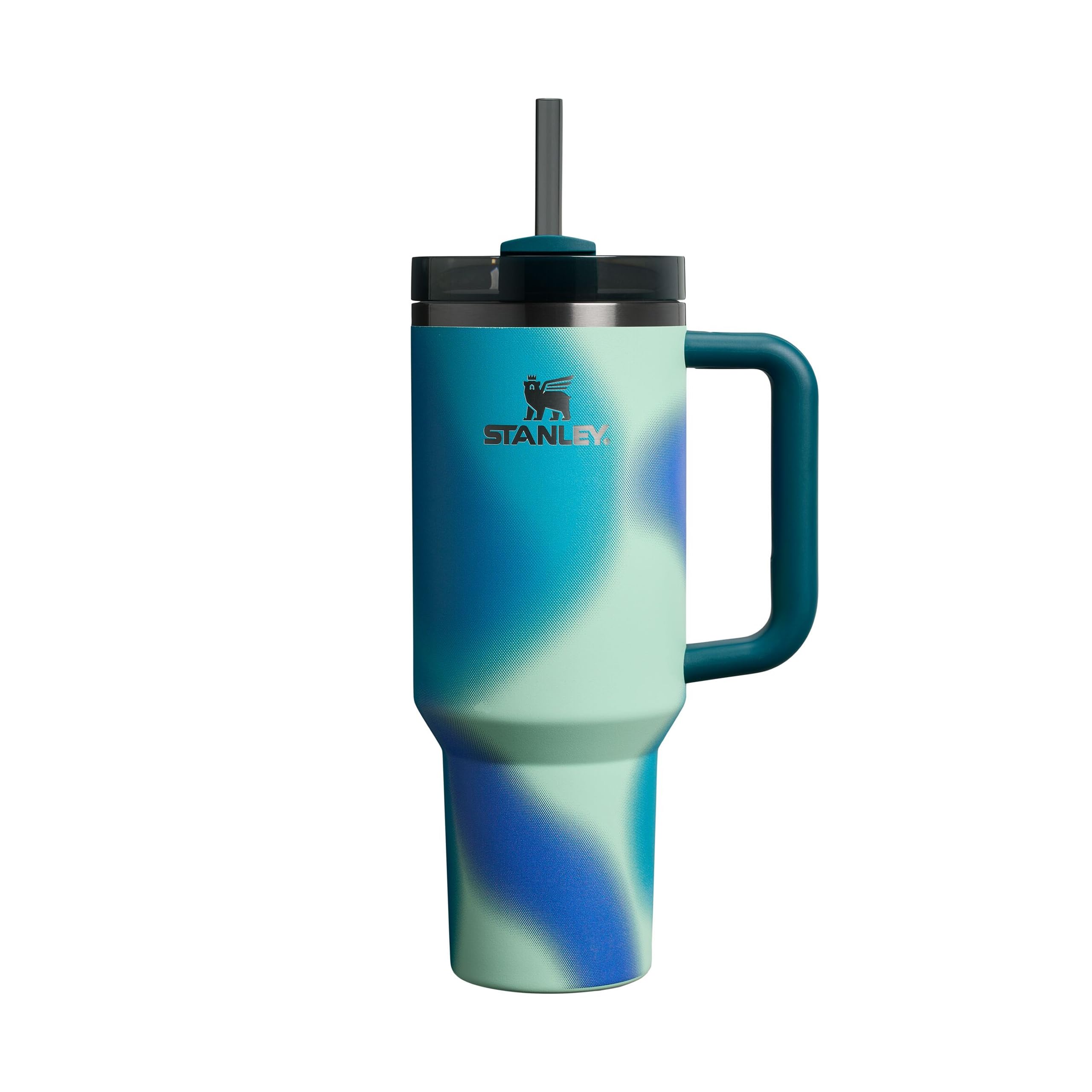 Stanley Quencher Pipetli Termos Bardak, 1.18 Litre, Turkuaz Desenli (Coastal Teal)