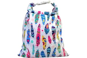 Immaculate Textiles Unisex Baby Wet/Dry Bag with Buckle : Waterproof & Washable : Great for Swimming & Reusable Cloth Nappies (Feathers, 28x40cm)