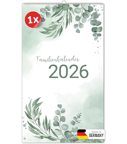 Magnetische kalender voor op de koelkast (2026), gezinskalender aan de