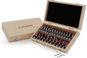 CSOOM 25-teilige professionelle Holzbearbeitung Router Bit mit Hartmetall-Trimmer, Holzbearbeitung Werkzeuge