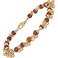 Japam Gold Plated Rudraksha Bracelet for Women | 5 Mukhi Rudraksha for Meditation, Spiritual Healing & Positive Energy | Yoga Wrist Band | Certificate of Authenticity