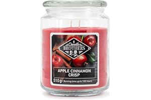 Candle-Brothers Große Duftkerze im Glas mit Deckel | Apple Cinnamon Crisp | Duftkerze Apfel Zimt | Kerze 2 Docht | Kerze lange Brenndauer | Geschenk für Frauen
