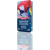 Derwent Chromaflow renkli kalem, 24'l&uuml; set, metal kutuda, 3,5 mm u&ccedil; kalınlığı, yumuşak dokulu karıştırılabilir, &ccedil;izim, boyama