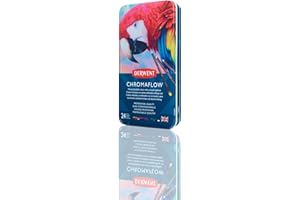 Derwent Chromaflow Estuche de 24 Lápices, Núcleo de 3.5mm y Gran Dureza, Textura Suave y Fácil de Mezclar, Ideal para Dibujar, Pintar y Colorear, Calidad Profesional, 2305857