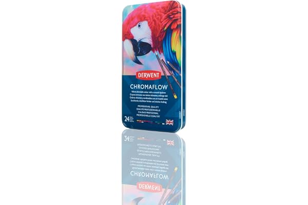 Derwent Chromaflow - Boîte de 24 Crayons de Couleurs, Mines Tendres de 3,5 mm, Faciles à Estomper, pour Dessin & Coloriage, Qualité Professionnelle, 2305857