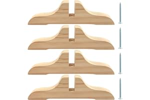 POHOVE 4pcs Folding Room Divider Stand, Wooden Screen Holder With Screws, Privacy Partition Feet for Hotel Home Office (Wood Color)