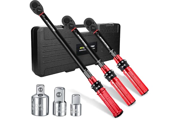ATsafepro 6 Pièces Cle Dynamometrique 1/4" & 3/8" & 1/2",Clé Dynamométrique 3-25 NM,5-60 NM,20-230 NM, Précision ±3% avec 72 Dents Tête à Cliquet Réversible für Fahrrad, Auto, Motorrad