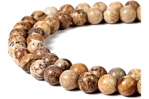 LIFAVOVY 6mm Natural Picture Jasper Beads Round Gemstone Loose Beads for Jewellery Making (63-66pcs/strand)