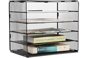 JEBELE Organizador de escritorio de oficina, organizador de archivos A4 de 5 niveles, soporte de revistas, estante de almacenamiento de papel A4, soporte para documentos de escritorio de oficina,