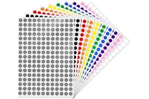 YIKIADA 10 Kolorów Okrągłe Kropki Naklejki 10 mm Kolorowe do Znakowania Punktów do Przechowywania Biura 2040 szt