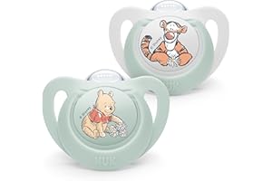 NUK Star ciuccio | 0-6 mesi | Calma il 99% dei bambini | Succhietti in silicone senza BPA | Winnie the Pooh | Custodia compresa | 2 pezzi