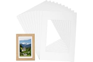 ZEONHEI 20 PCS A4 Picture Photo Mounts, White Picture Mount Card Photo Frame Mount Card for Picture Framing, Photo Mounts 11x8 to Fit 8x6 Picture Photo