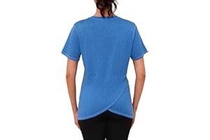 Gyabnw Damskie koszule gimnastyczne z krótkim rękawem okrągły dekolt plecy krzyż lekkie odprowadzające wilgoć szybkoschnące luźne dopasowanie sportowe topy do jogi