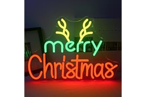 Horseneon Feliz Navidad Signo de neón, Marry Xmas Led Sign con cuerno de alce para la decoración de la pared, luces de neón para la decoración de Navidad Fiesta Bar Casa Familia Niños Regalos