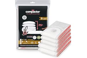 Compactor - Lot de 5 sacs de rangement sous vide – 3 tailles M 90 x 55 cm + 2 tailles L 100 x 80cm - Rangement sous vide pour vêtements, couettes et oreillers