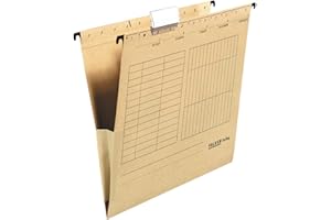 Falken Unireg teczka zawieszkowa z płóciennym bokiem opakowanie 25 szt. tekturowa A4 z plastikową fiszką brązowa do kartoteki do biur i urzędów certyfikat Błękitny Anioł Wyprodukowano w Niemczech