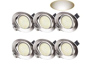 Wenscha LED Recessed Ceiling Lights, 6 Pack 3.5W LED Integrated Spotlights 400LM 230V Neutral White 4000K Downlights Ultra Slim Round Nickel Protection Rotatable for Living Room Bedroom Kitchen