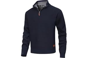 MeiLayM Pull Homme en Tricoté 1/4 Zip Pullover Col Montant Sweater d'hiver Chaudes Pulls Doublé de Polaire Pull-Over Pullover Slim fit Manches Longues