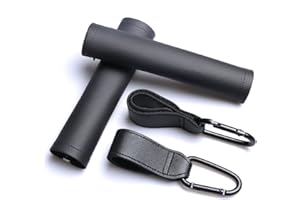 HOAPPA 2Pcs Leather Handlebar Cover with Removable Zipper Fit for Bugaboo Bee3 Bee 5 Bee+ Stroller Armrest and 2Pcs Universal Stroller Hooks for Hanging Bags and Shopping, Black