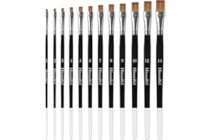 Himmlfel pennelli piatti, 12 pennelli piatti per dipingere bordi dritti, rettangoli e altro, per pittura acrilica, acquerello, olio e guazzo