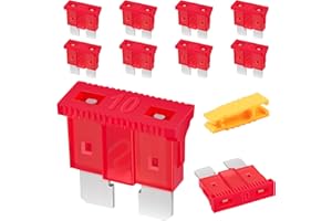 JatilEr 10 sztuk bezpieczników samochodowych, bezpieczniki 12 V Standard 10A, bezpieczniki samochodowe z 1 ściągaczem bezpieczników do samochodu/kampera/ciężarówki/motocykla/łodzi