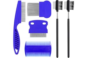 Molain Dog Tear Stain Remover Peigne, 6 Pièces Chat Chien Peigne Puces Peigne De Toilettage Peigne Oeil Brosse Pet Peigne Double Face pour Chaton Chiot