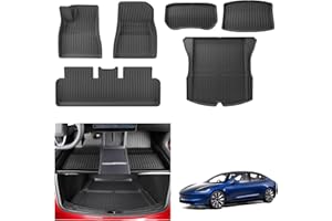 [6 Unidades] GAFAT Nuevo Tesla Model 3 Highland 2024 2025 Alfombrillas Delanteras + Maletero, TPE Todo Tipo de Clima, Alfombrillas Interiores para Maletero y Suelo, Borde Alto, Escaneo 3D Original
