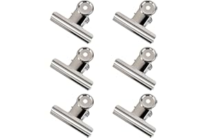 GUOKOFF 6 Pack Bulldog Clips Métal, 75mm Pince Bulldog, Pinces à Charnière en Métal Grand, Argent Métal Bulldog Binder Clips, Bulldog Trombone Pince, Pince Papier pour Photos, Bureau, l'école