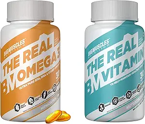 Bigmuscles Omega-3 Fish Oil Triple Strength | 30 Softgels & Bigmuscles Real Vitamin 30 Tablets