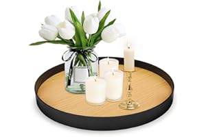 APOMOONS Modern Minimalistic Decorative Round Candle Tray, Table Centerpiece Perfume Plate Organiser Display, Serving Tray for Tea Coffee Snack Food Home Decor Ø 26 cm