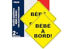 Tixlux Bébé à Bord Électrostatique, 2PCS Autocollant Bébé à Bord Voiture, À Apposer sur la Vitre, Autocollant Électrostatique, 12,5x12,5cm