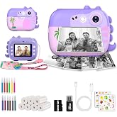 ARNSSIEN Instant Children's Photo Camera with 7 Rolls, 2.4 Inches | Instant Camera, 1080P Video, Selfie Camera, Ideal Birthda