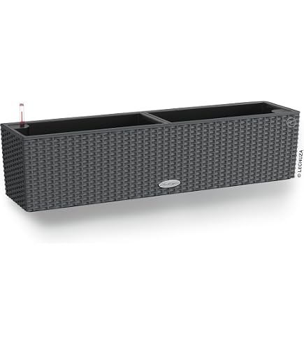 Fioriera Rettangolare En.casa Per Balcone In Acciaio 50x12x15 Cm - Colore Antracite, Con Gancio Per Parapetto